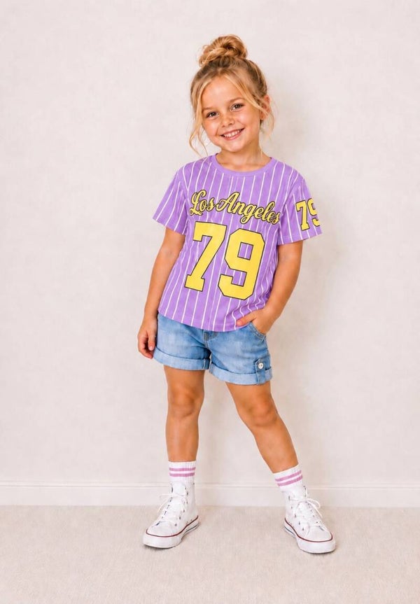 Baseball shirt paars/geel