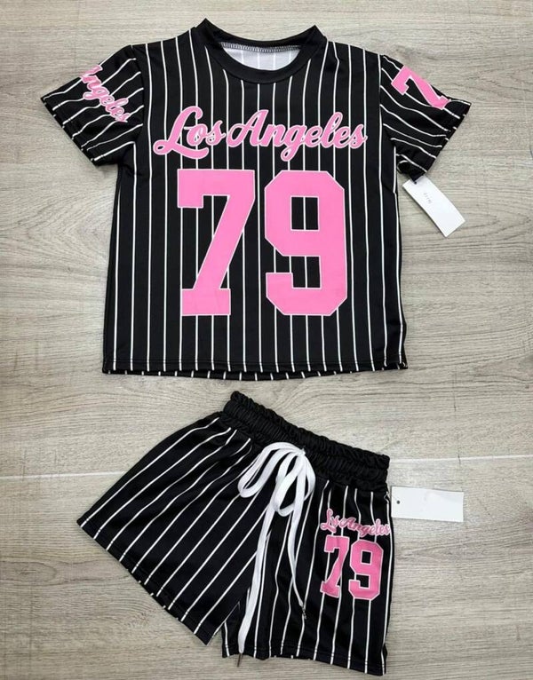 Baseball set zwart/roze