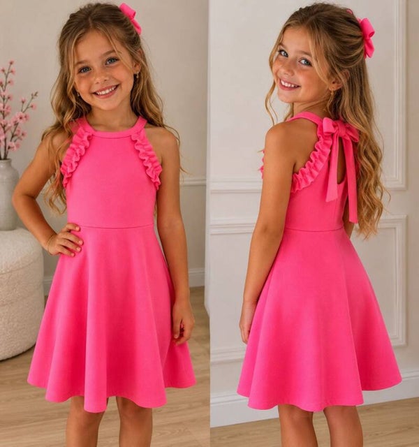 Jurk roezel  fuchsia