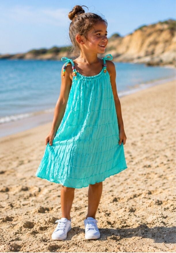 Jurkje met spagettiebandjes  turquoise
