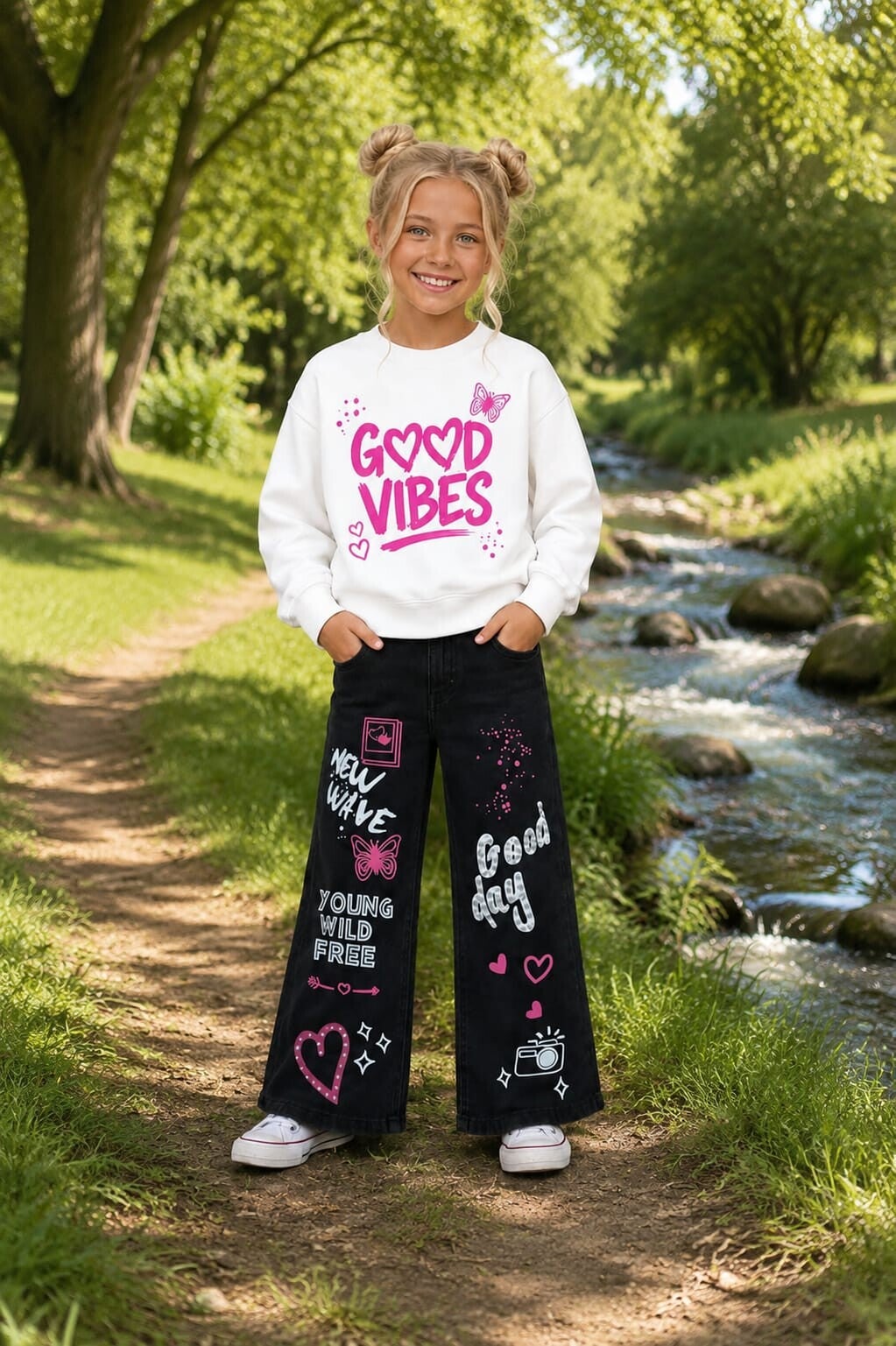 Set broek zwart sweater wit