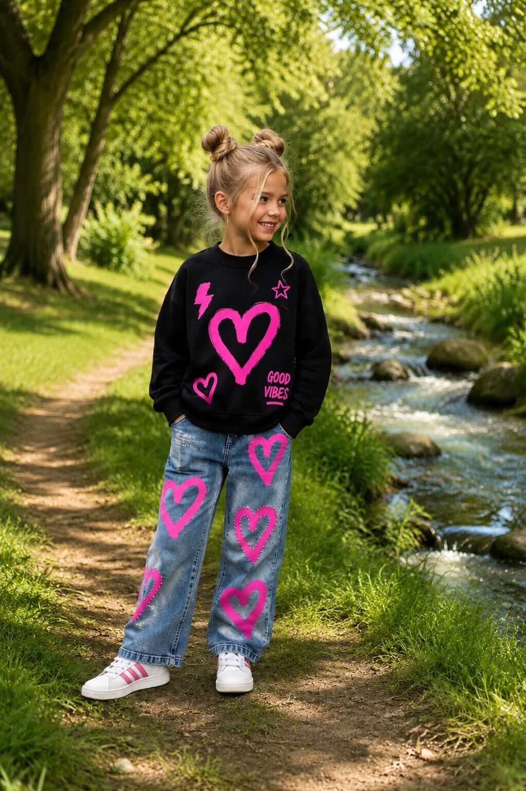Set broek blauw sweater zwart