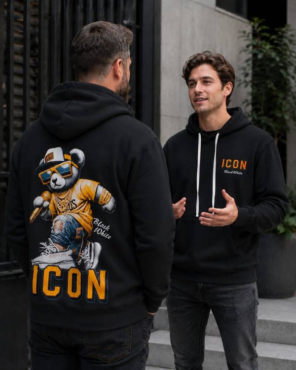 Hoodie beer zwart