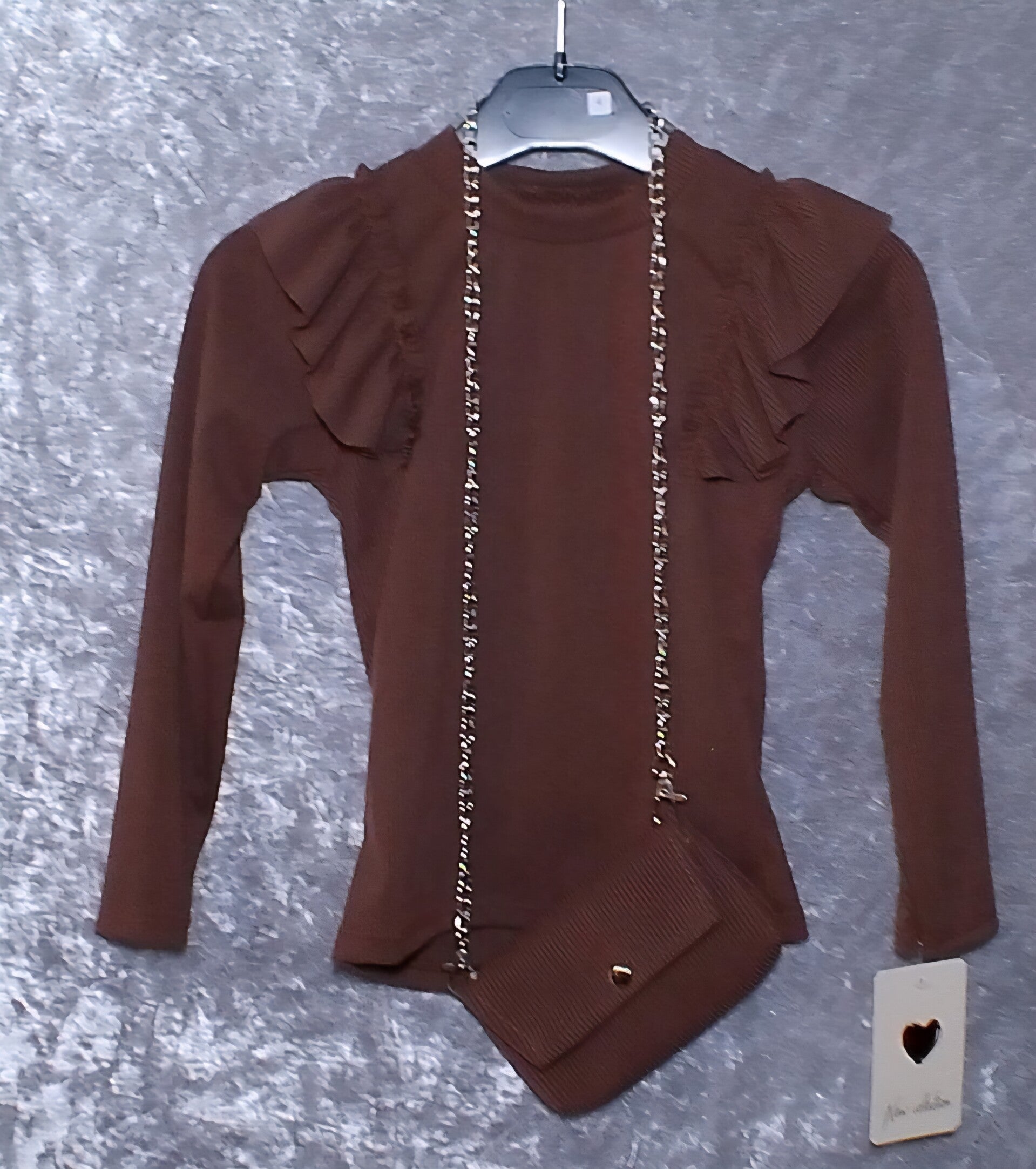 Shirt met tasje Bruin