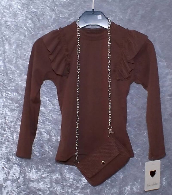 Shirt met tasje Bruin