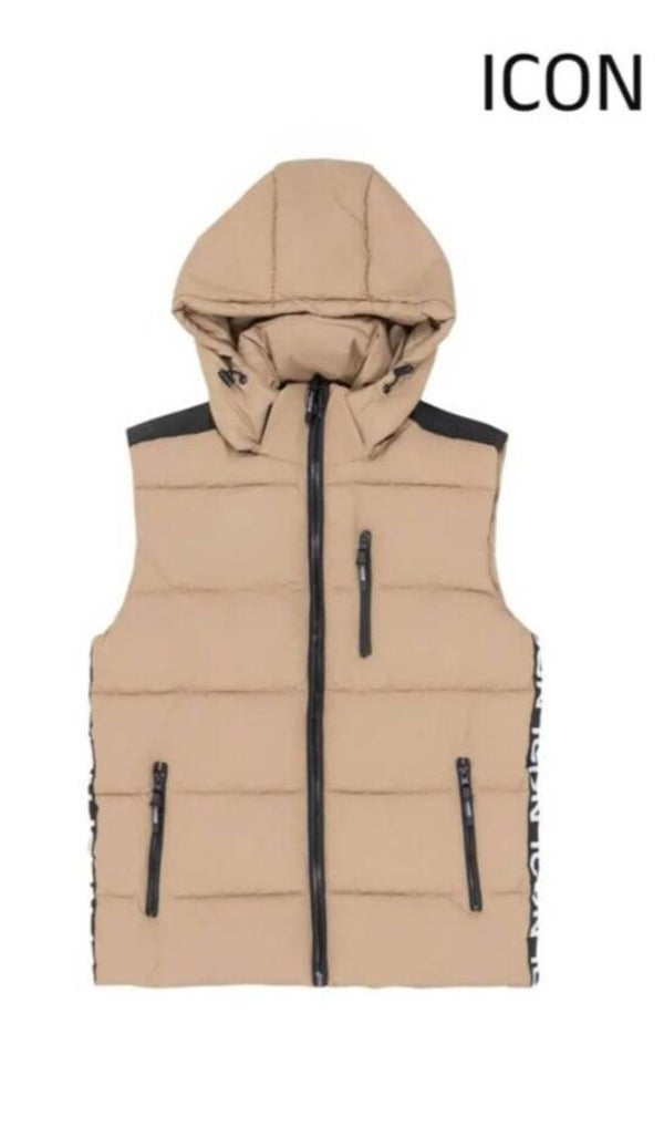 Bodywarmer Icon beige zijkant bies