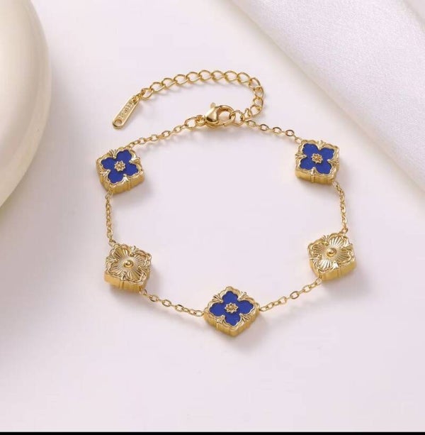 Bracelet trèfle bleu