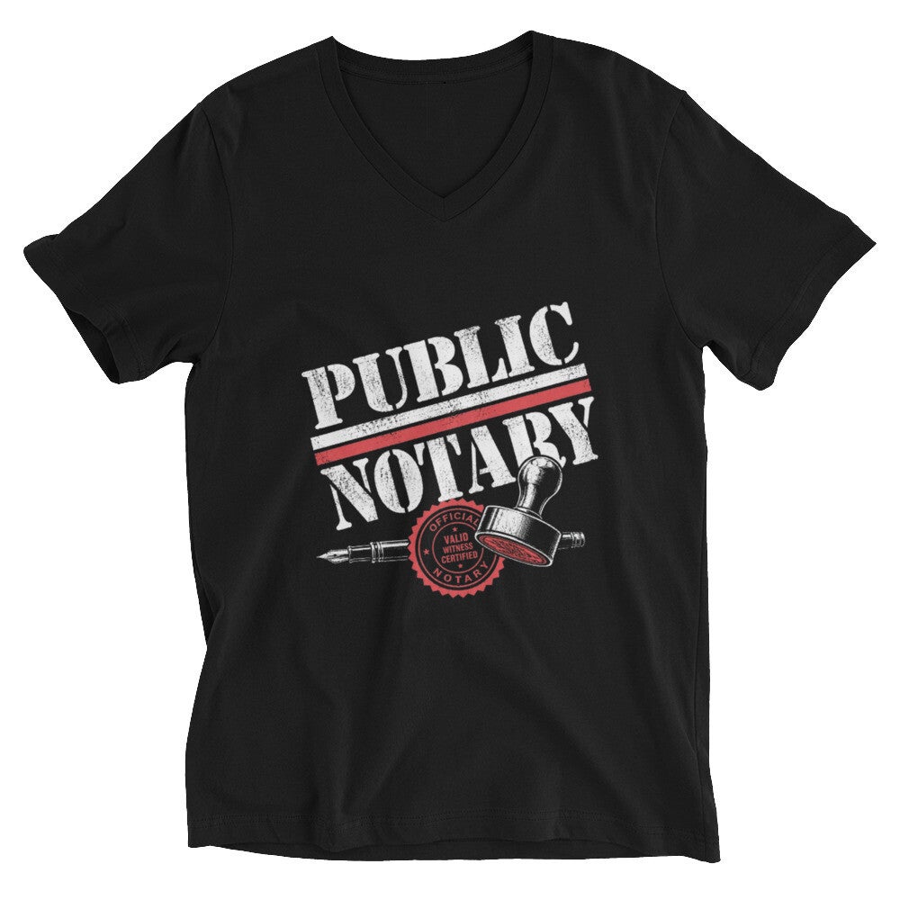 Public Notary Unisex Short Sleeve V-Neck T-Shirt