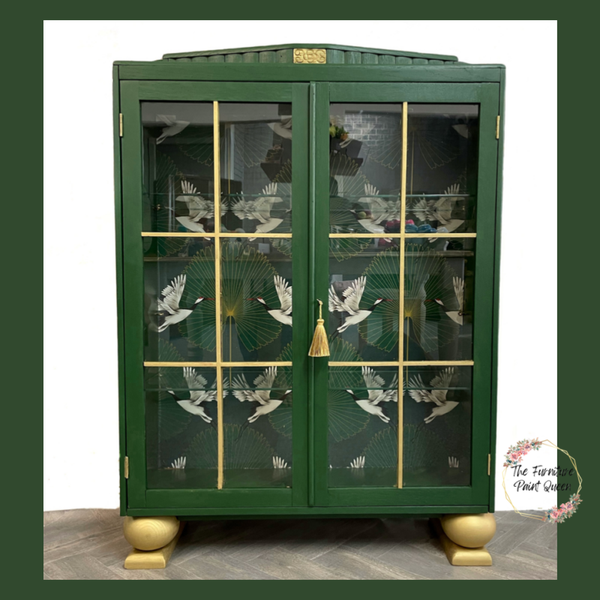 Cocktail Cabinet Art Deco, 1930’s side cabinet , side Home Bar, Green crane cocktail cabinet