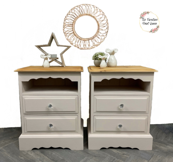 Cream Painted 2 Drawer pair of  Bedside tables, nautical wood and cream bedside tables