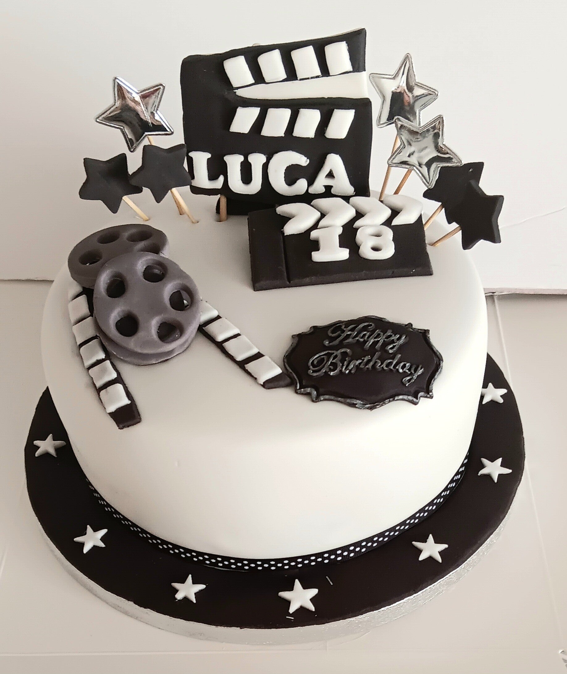 Drama, theatre, camera, action themed cake