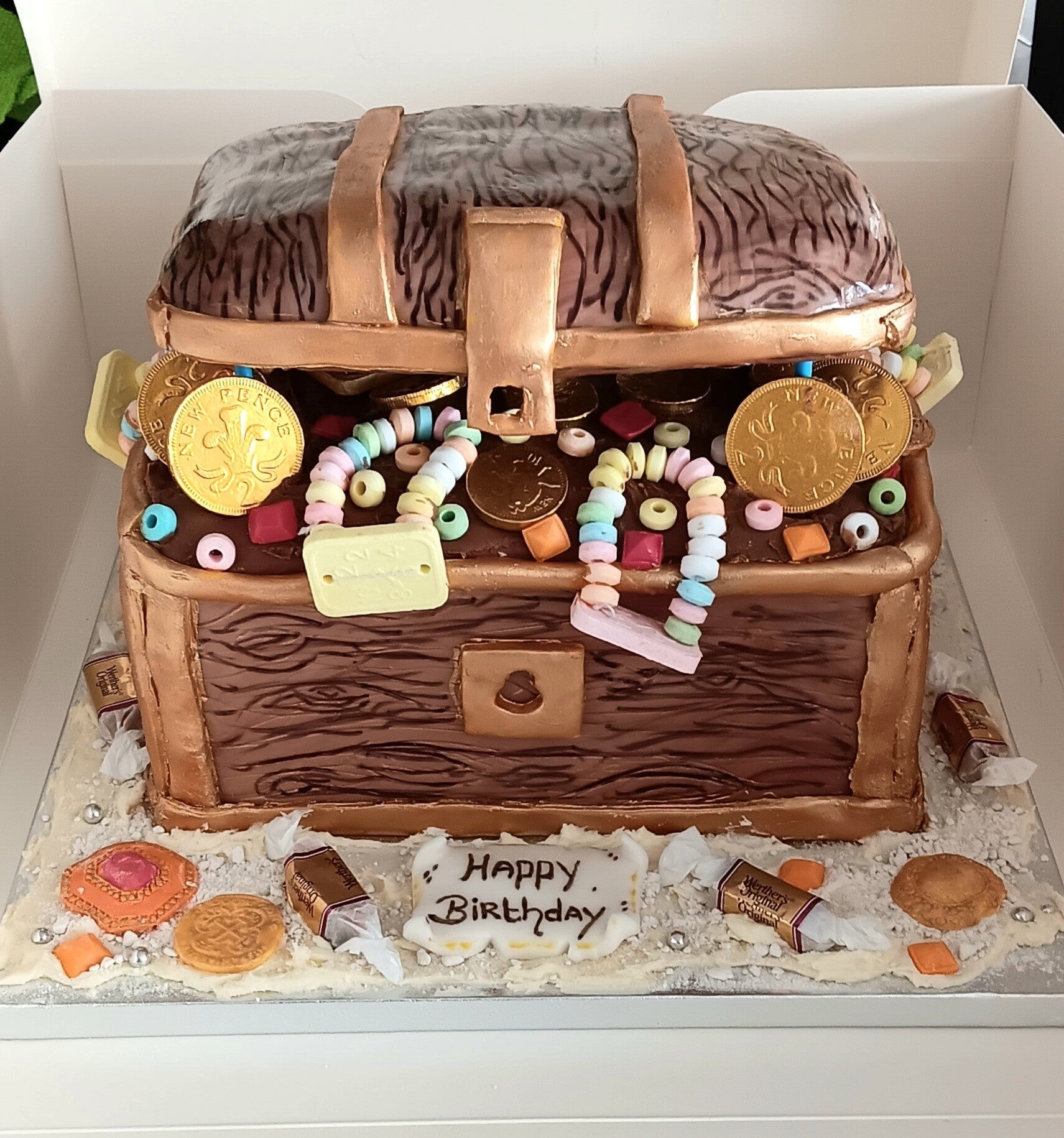 "we found treasure" pirates treasure chest cake
