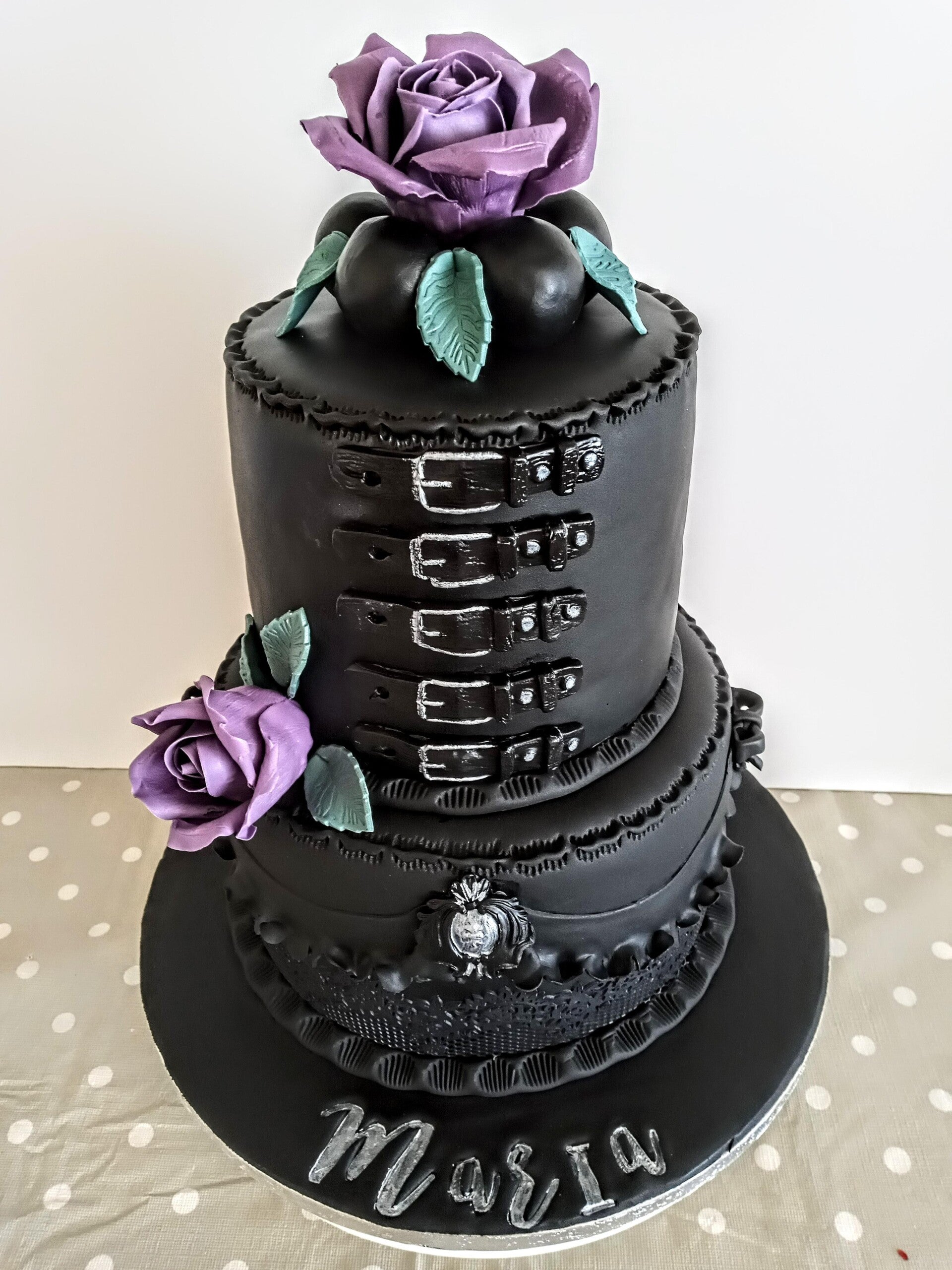 ladies gothic black and purple birthday cake