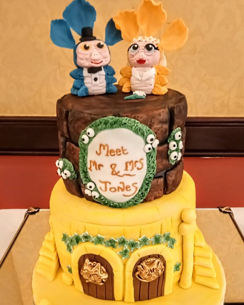 a 2 tier wedding cake labyrinth film inspired