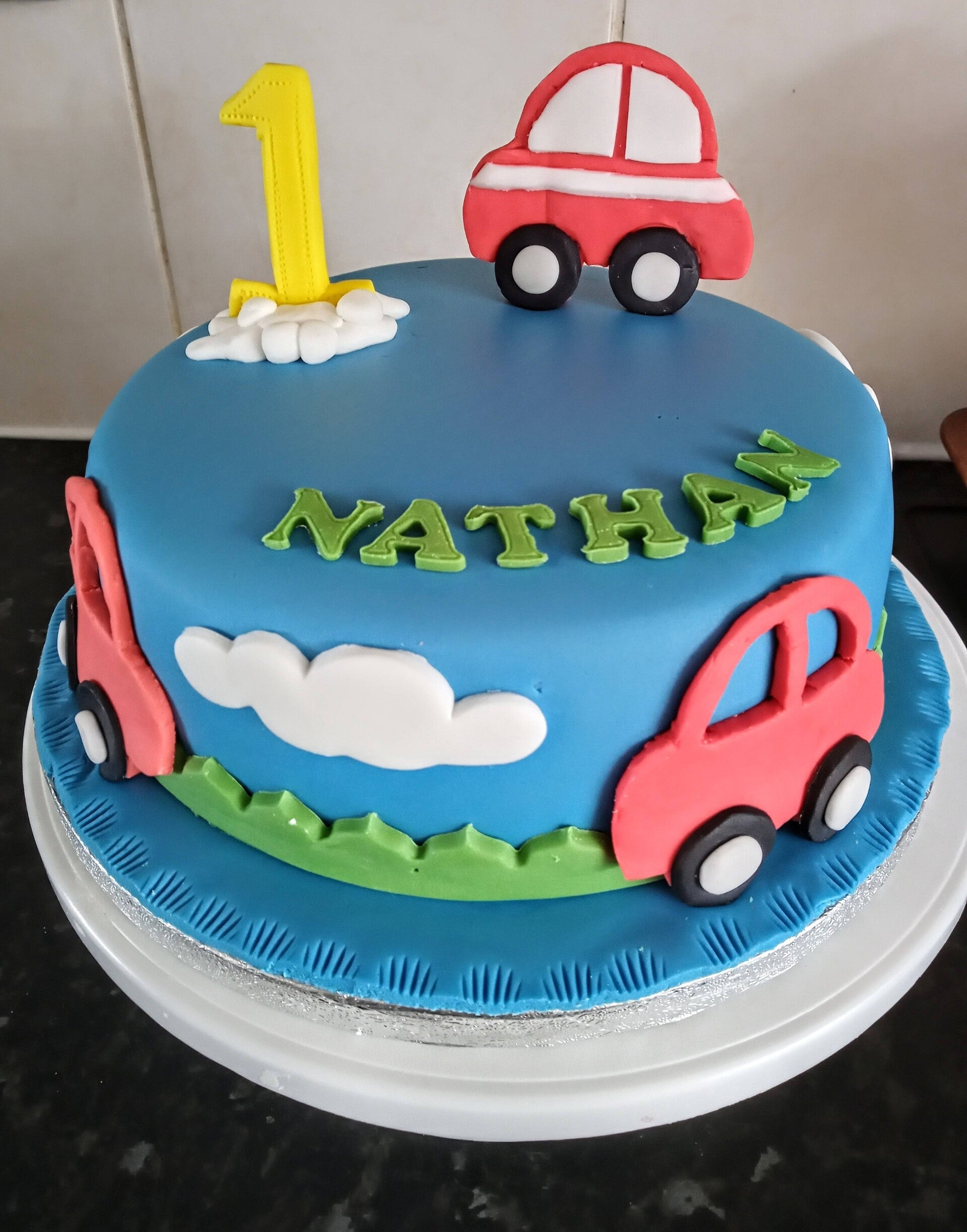 Boys 1st birthday cars themed cake