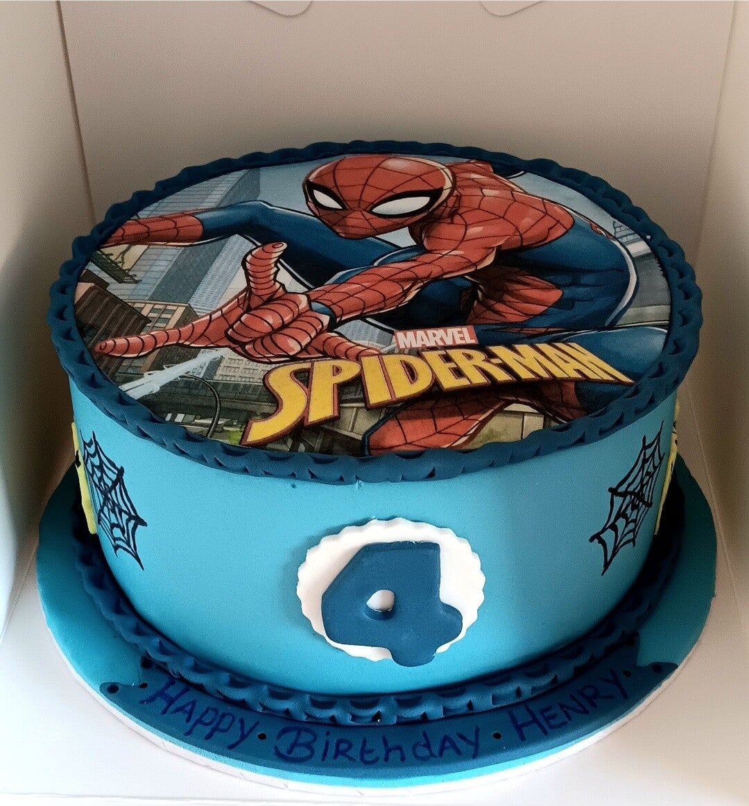Boys Spiderman themed birthday cake