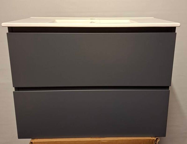 Badkamermeubel ondiep 80x39 cm mat antraciet