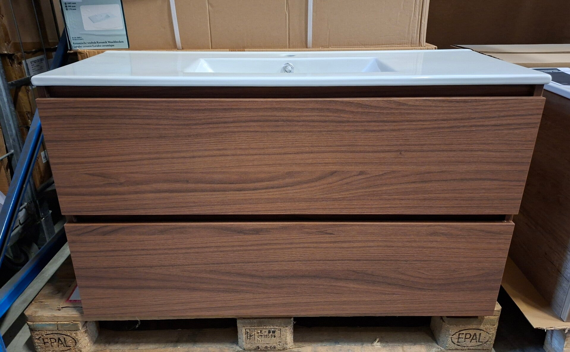 Badkamermeubel ondiep 100x40 cm walnoot kleur