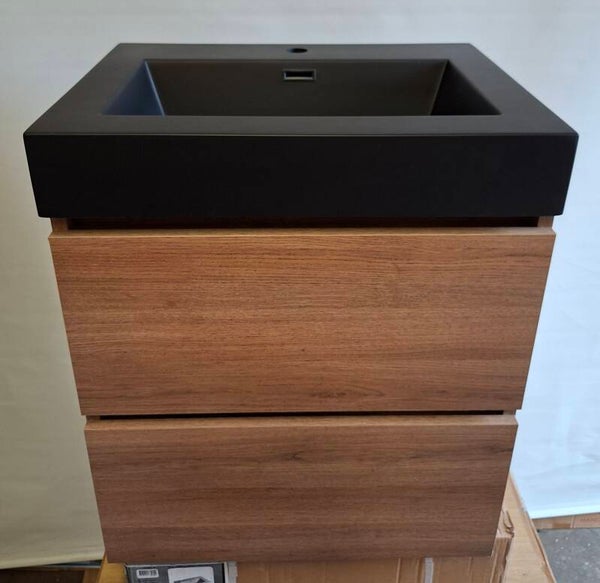 Badkamermeubel 60x45 cm mat zwarte wastafel