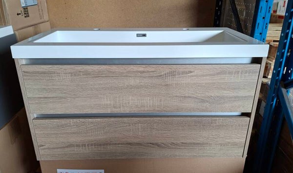 Badkamermeubel in de kleur licht eiken 100x45 cm