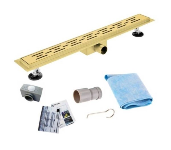 Wiesbaden douchegoot 90 cm geborsteld messing