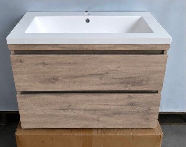 Badkamermeubel Gliss Design in de kleur rustiek eiken 80x46 cm