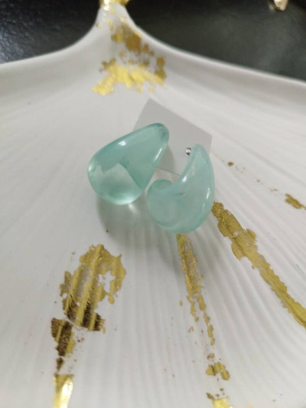 Boucles d'oreilles gouttes vert d'eau