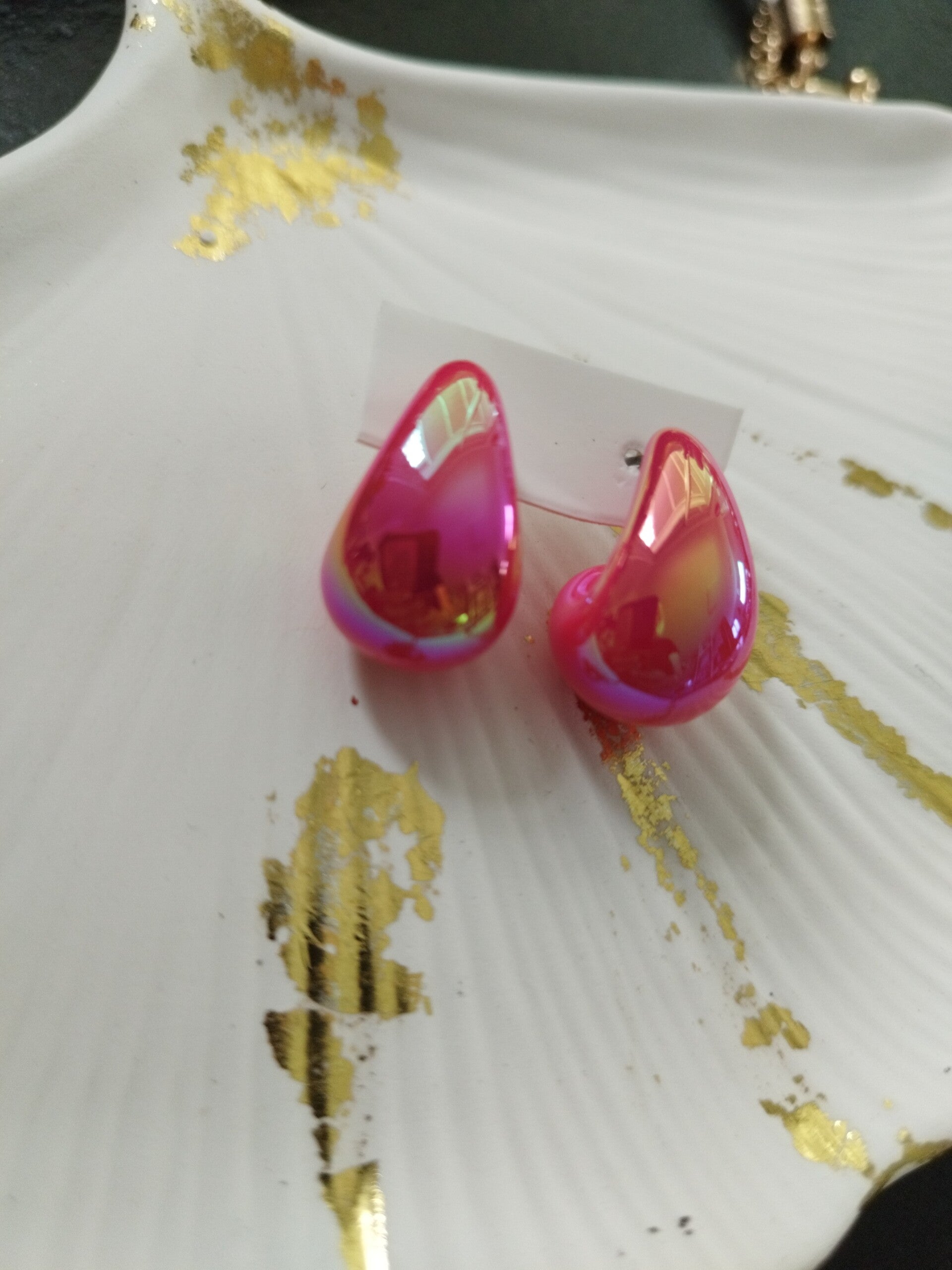 Boucles d'oreilles gouttes perlé rose
