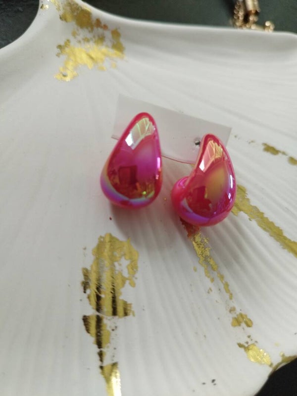 Boucles d'oreilles gouttes perlé rose