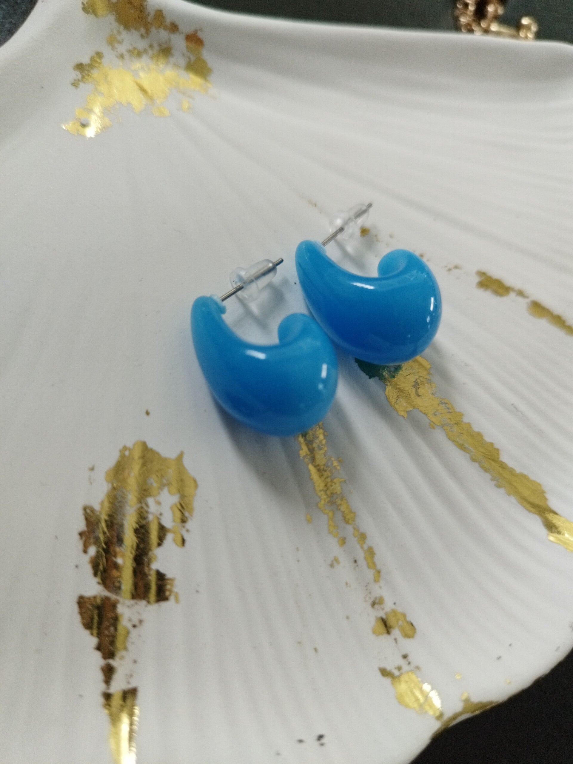 Boucles d'oreilles gouttes bleu océan