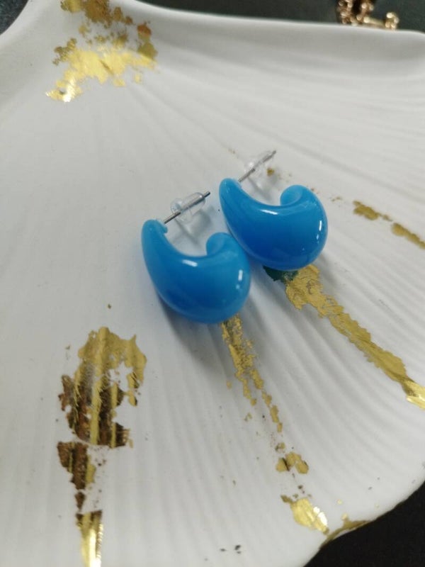 Boucles d'oreilles gouttes bleu océan