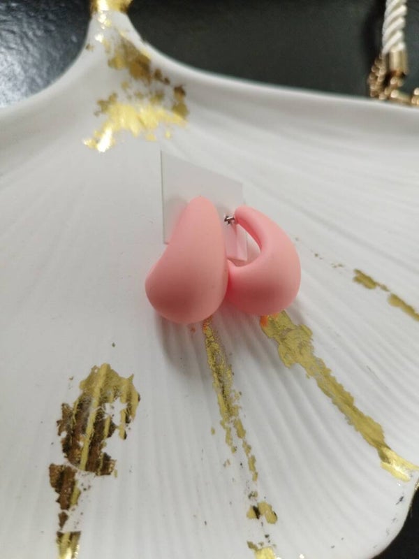 Boucles d'oreilles gouttes rose tendre mat