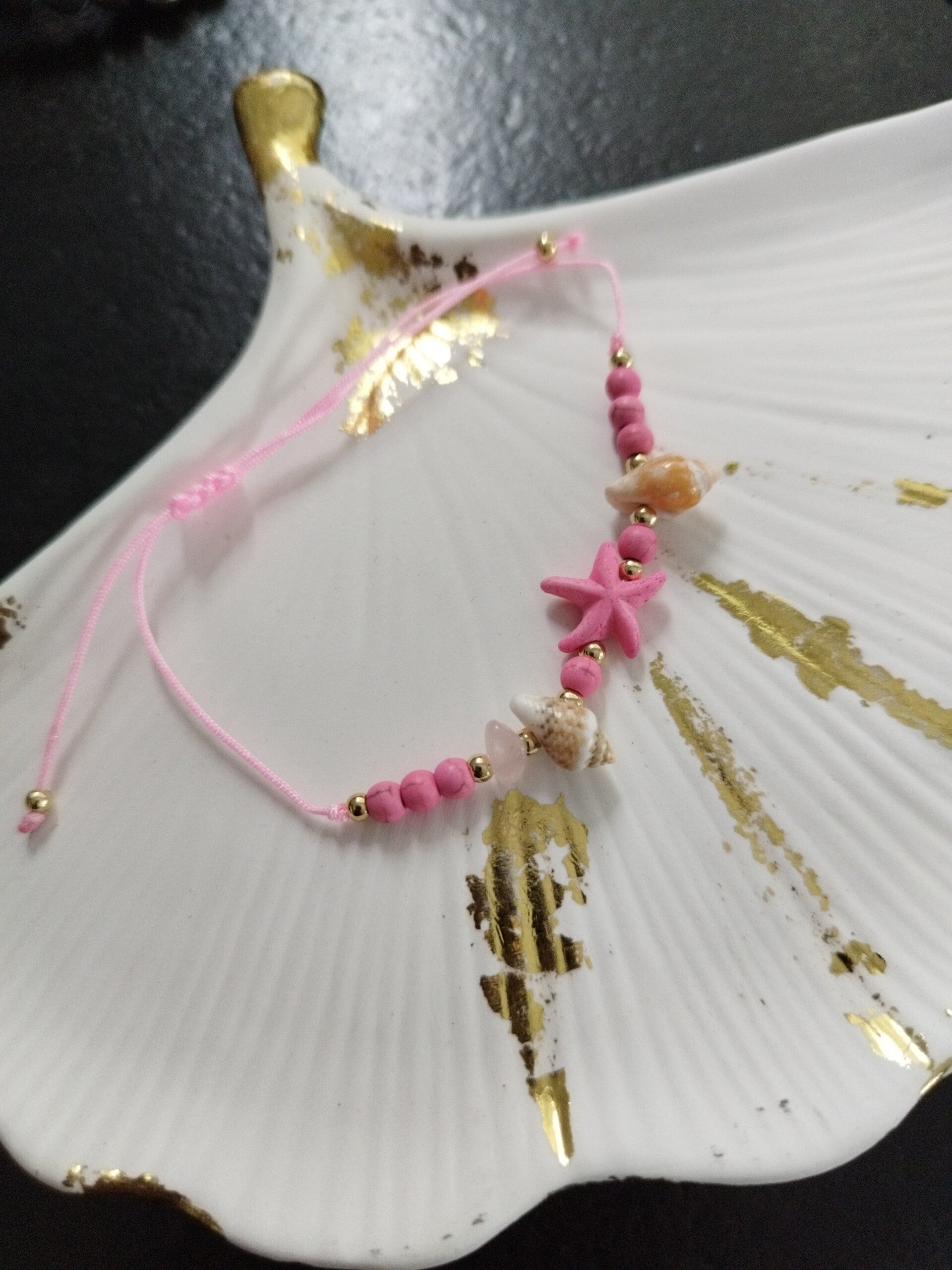 Bracelet coquillage rose