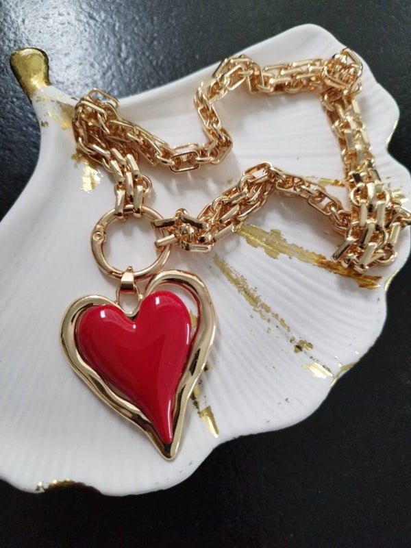 Collier coeur rouge