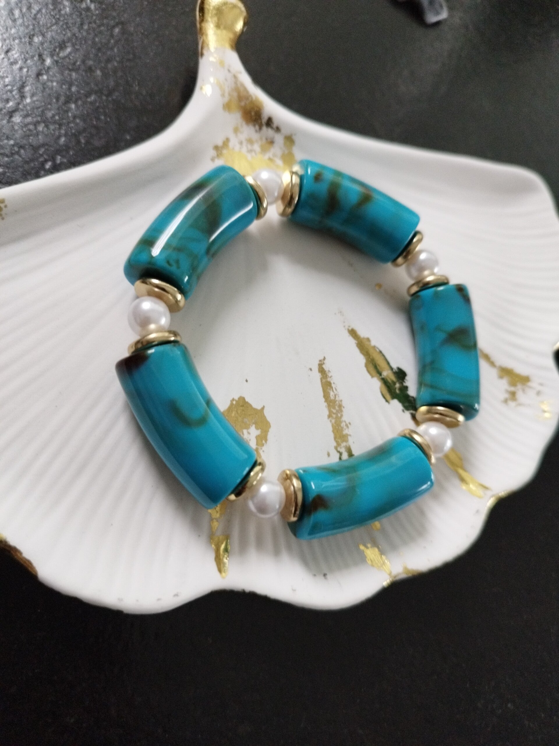 Bracelet élastique turquoise