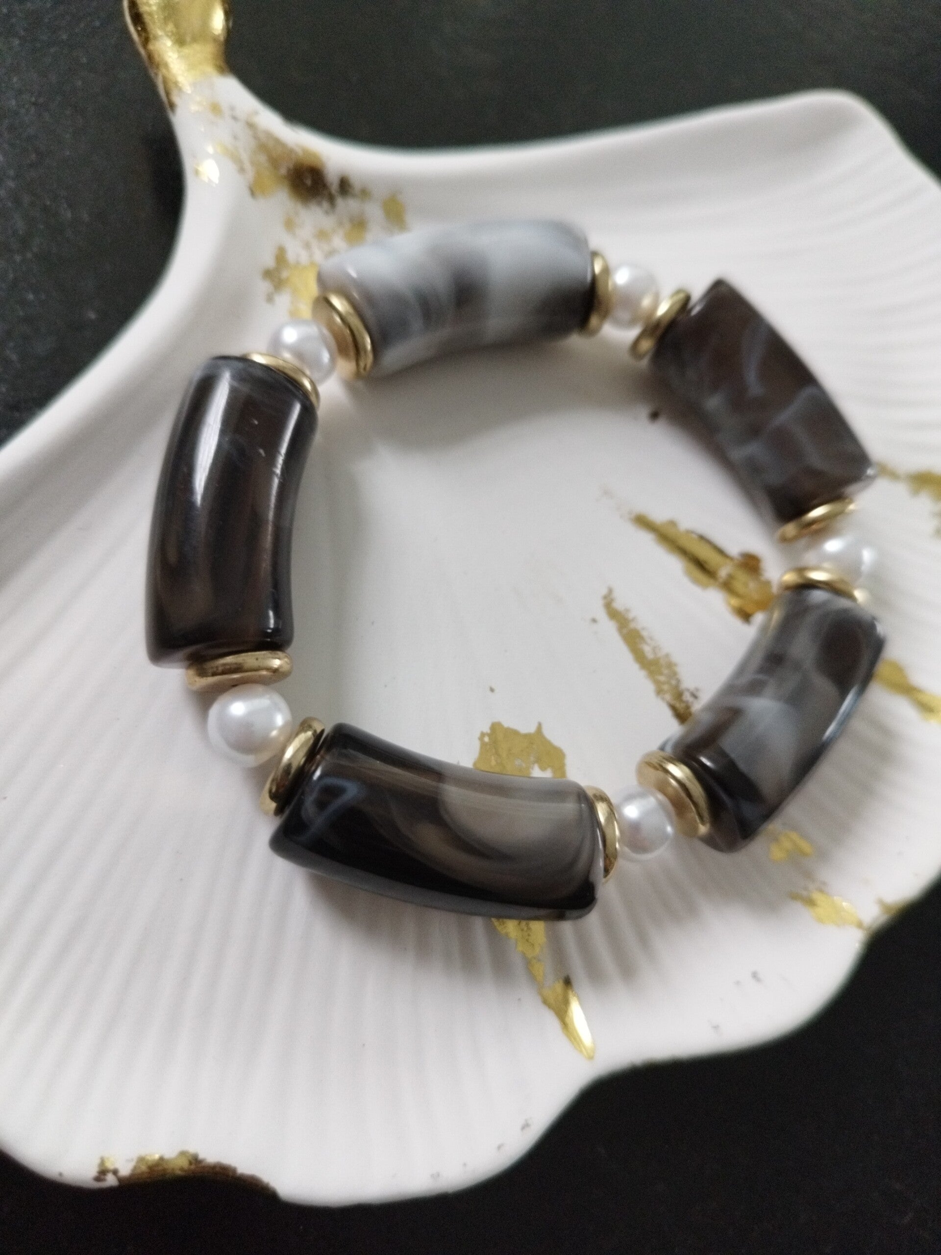 Bracelet élastique gris noir