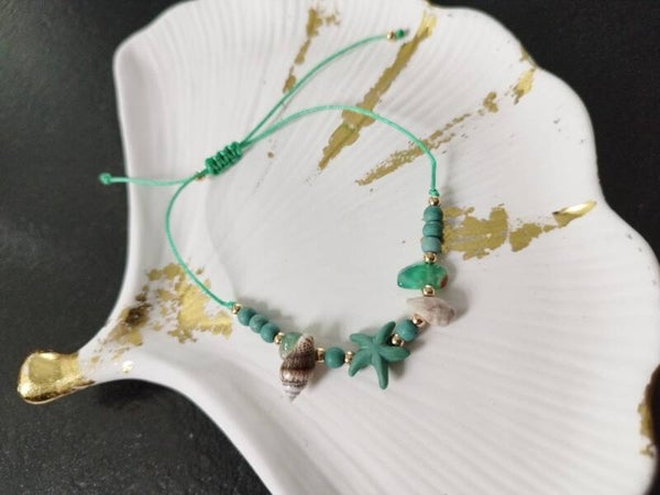Bracelet coquillage et jade