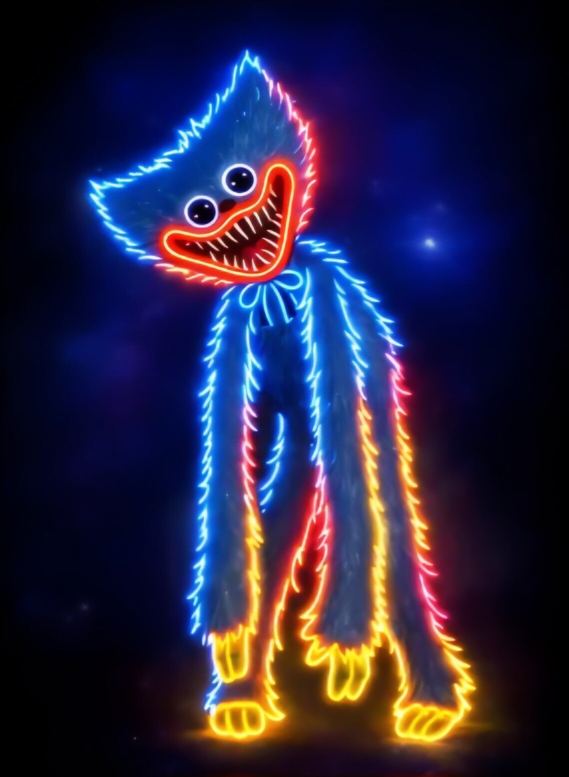 Poppy playtime Neon Huggy A3 poster