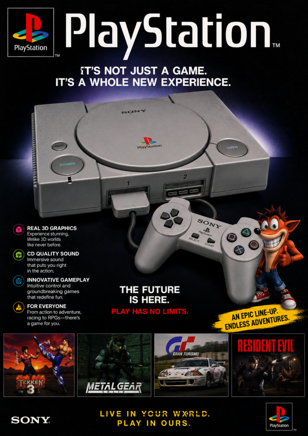 PlayStation Inspired A3 Glossy Poster Print – Retro Gaming Advertising Collector's Edition