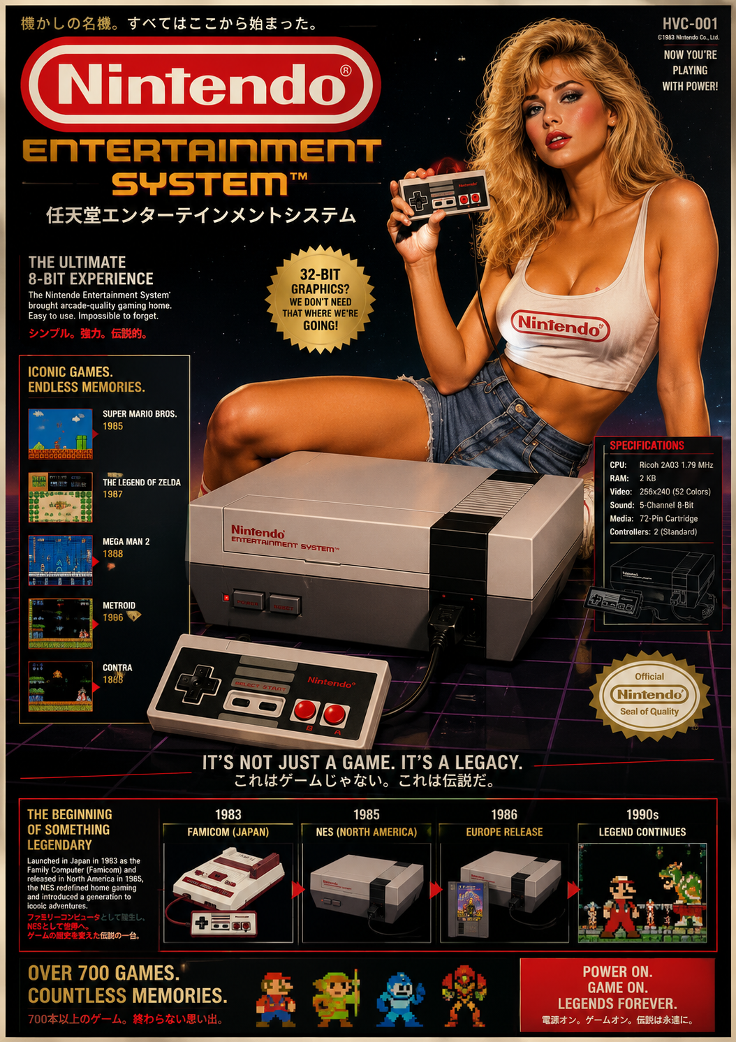 16-Bit Legends A3 Nostalgia Gaming Poster Print