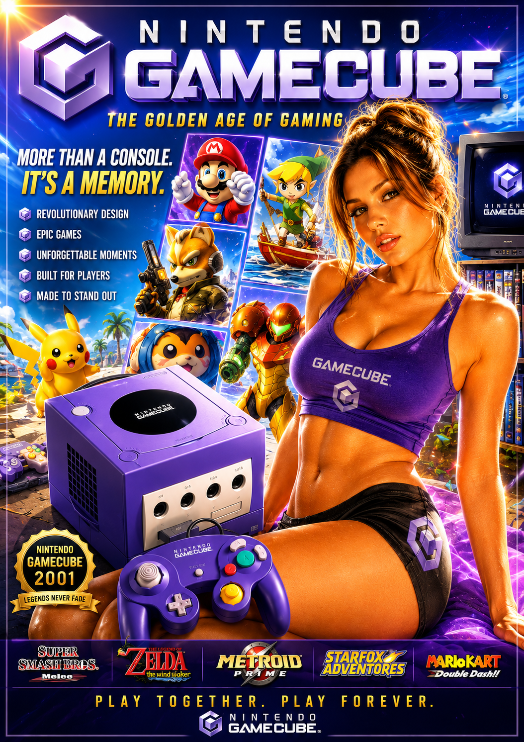 GameCube Inspired A3 Poster Print – Retro Gaming Nostalgia Wall Art