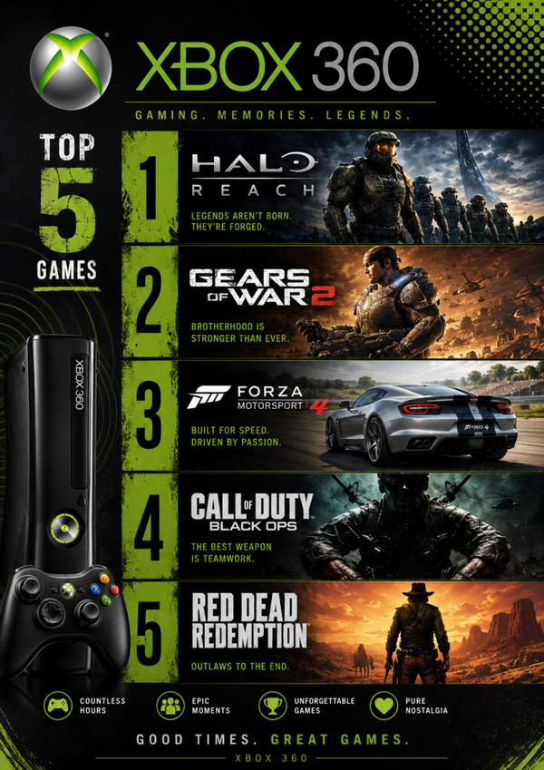 Gaming Nights A3 Poster – Xbox 360 Inspired Nostalgia Print