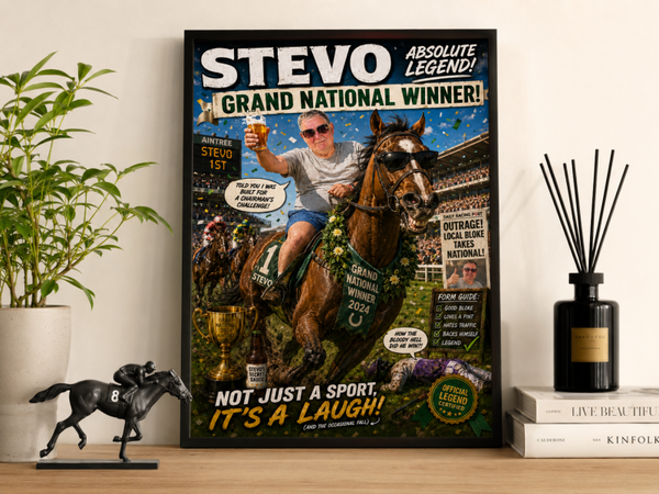 Father's Day Personalised A3 Poster – Funny Horse Racing Gift for Dad | Absolute Legend Stevo Style