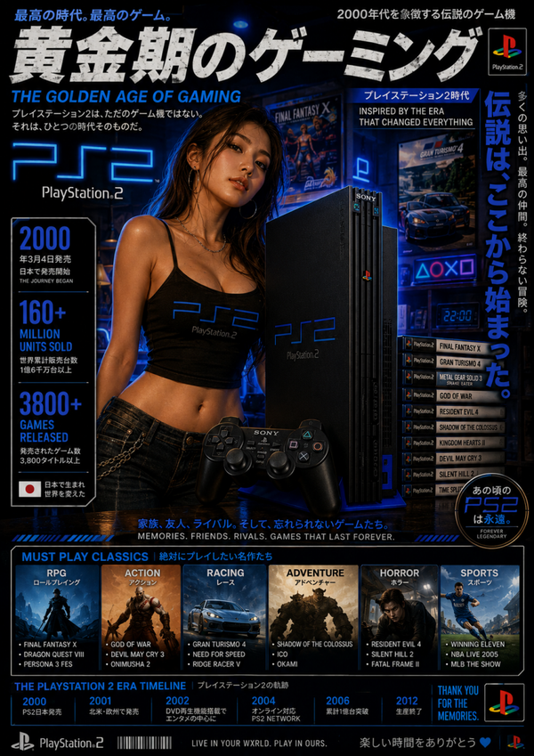 PS2 Japanese Retro Gaming Nostalgia A3 Poster Print