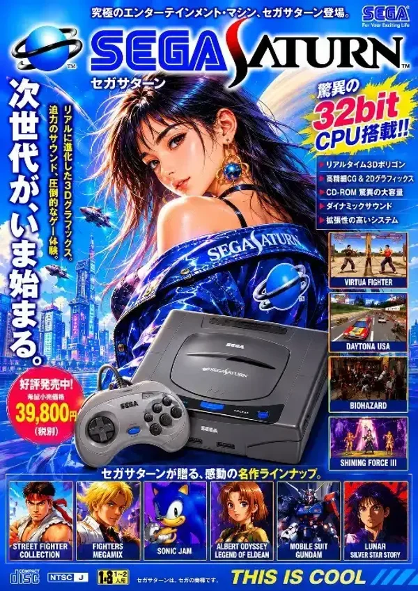 32-Bit Gaming Era – Japanese Retro Poster A3