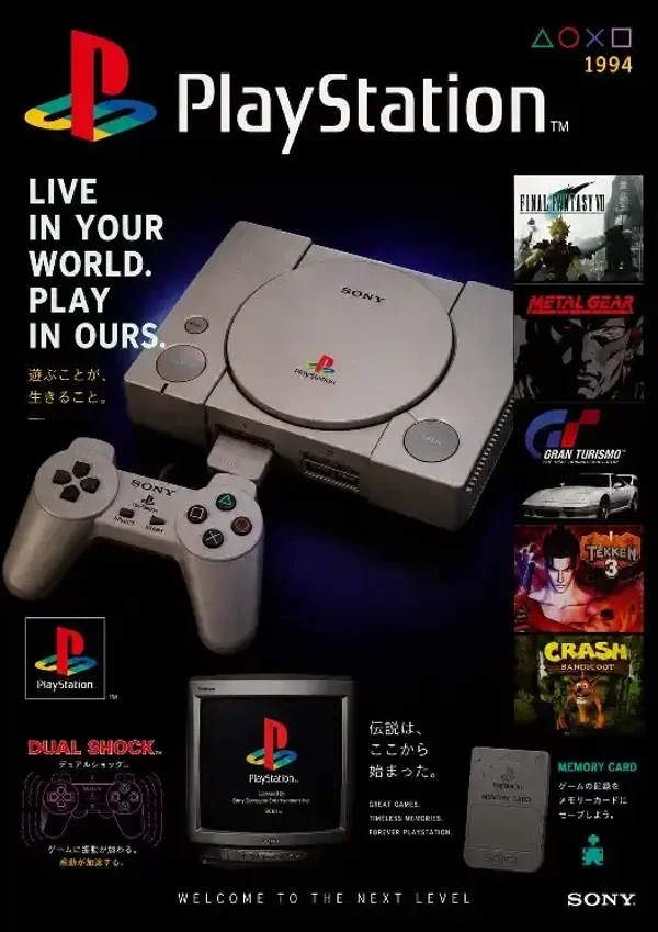 PS1 Japanese style Retro Gaming Fan A3 Glossy Poster