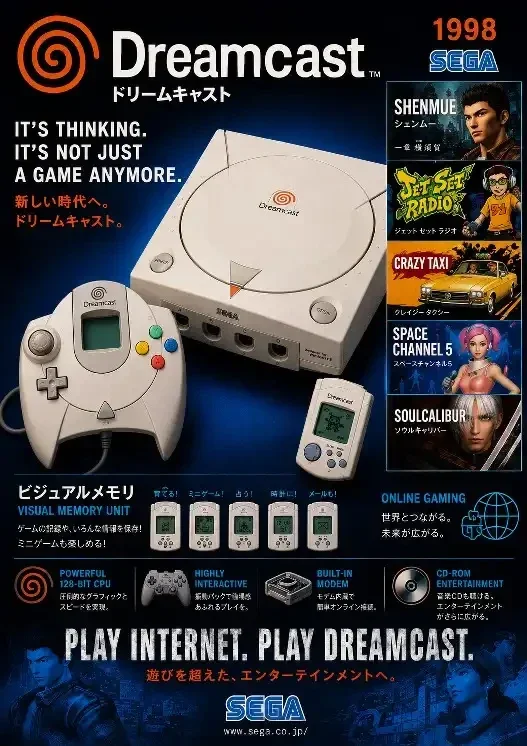Dreamcast Japanese Retro Gaming Fan Poster A3