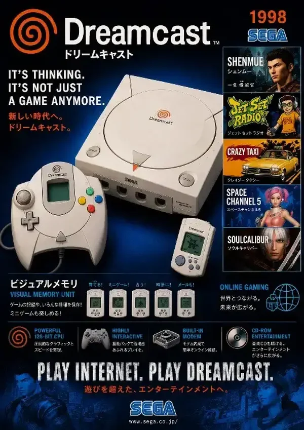 Dreamcast Japanese Retro Gaming Fan Poster A3