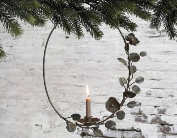 Chic Antique Hangkandelaar met blaadjes