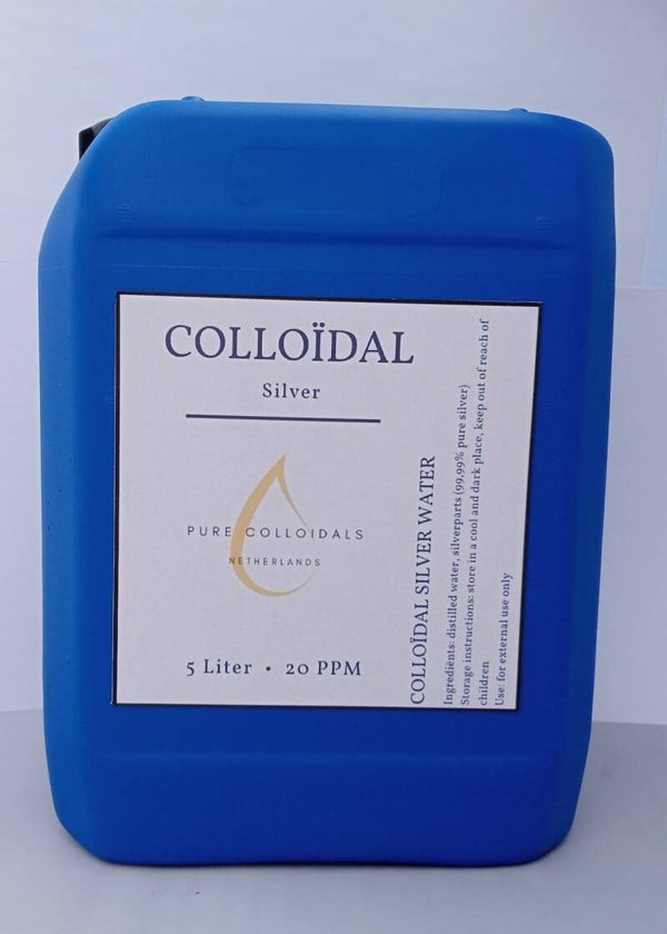 Colloidaal zilver Ag 5 Liter verkrijgbaar in 30ml tot 5 Liter verpakking.